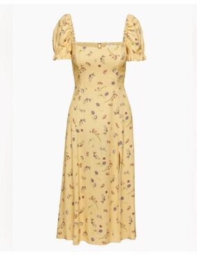Aritzia Wilfred Yellow Fannie Dress Side Slit Feminine Spring – 0